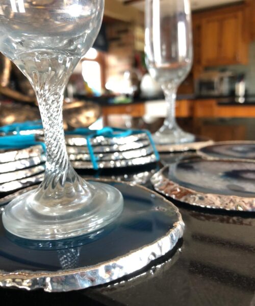 Teal Agate Silver Edge, Gilded, Microcrystalline Quartz Premium Coasters (Set of 4) Gift - Image 8