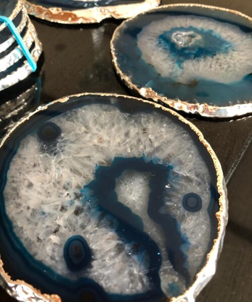 Teal Agate Silver Edge, Gilded, Microcrystalline Quartz Premium Coasters (Set of 4) Gift - Image 6