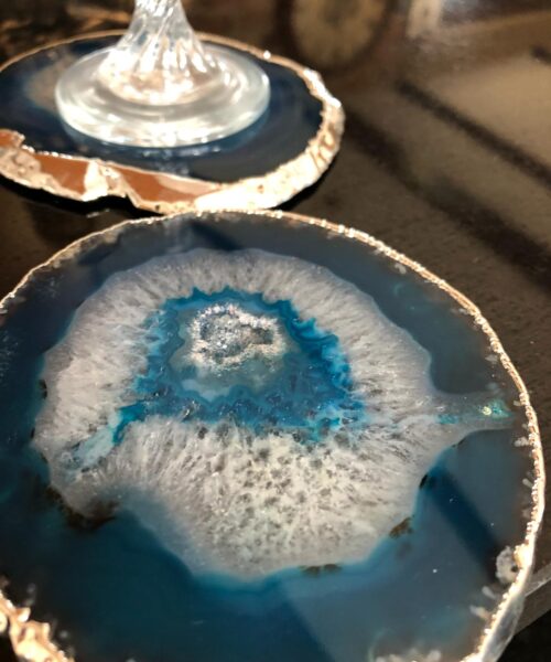 Teal Agate Silver Edge, Gilded, Microcrystalline Quartz Premium Coasters (Set of 4) Gift - Image 5
