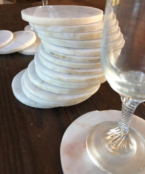 White Crystal Quartz Premium Coasters Circle Shape Natural Edge (set of 4) Gift - Image 6