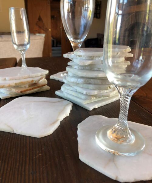White Crystal Quartz Premium Coasters Natural Shape Natural Edge (set of 4) Gift - Image 3