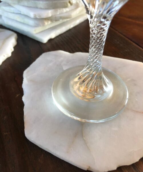 White Crystal Quartz Premium Coasters Natural Shape Natural Edge (set of 4) Gift - Image 4