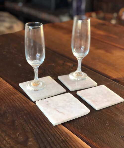 Alternative view of White Crystal Quartz Premium Coasters Square Shape Natural Edge (set of 4) Gift