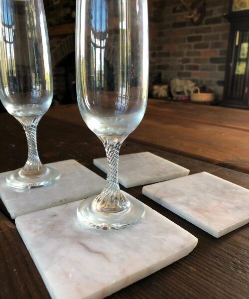 White Crystal Quartz Premium Coasters Square Shape Natural Edge (set of 4) Gift