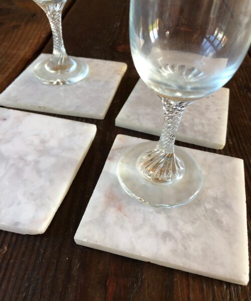 White Crystal Quartz Premium Coasters Square Shape Natural Edge (set of 4) Gift - Image 4