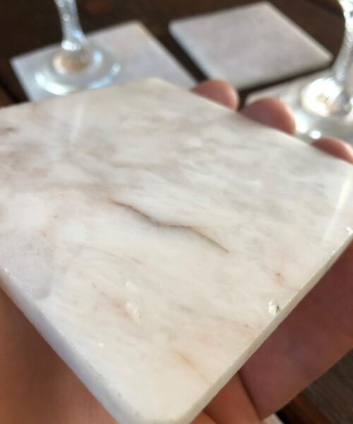 White Crystal Quartz Premium Coasters Square Shape Natural Edge (set of 4) Gift - Image 5