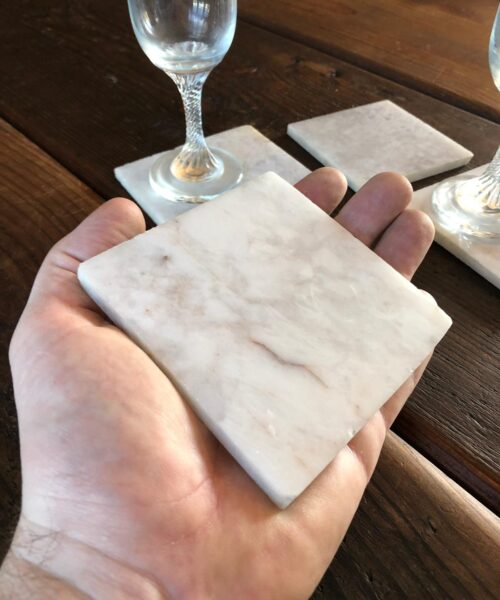 White Crystal Quartz Premium Coasters Square Shape Natural Edge (set of 4) Gift - Image 7