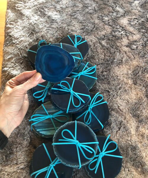 Teal Agate Microcrystalline Quartz Premium Coasters (Set of 4) Gift - Image 19