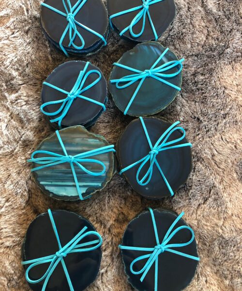 Teal Agate Microcrystalline Quartz Premium Coasters (Set of 4) Gift - Image 20