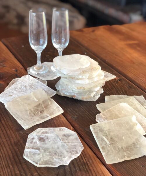 Alternative view of Clear Quartz Premium Coasters Natural Shape Natural Edge (set of 4)