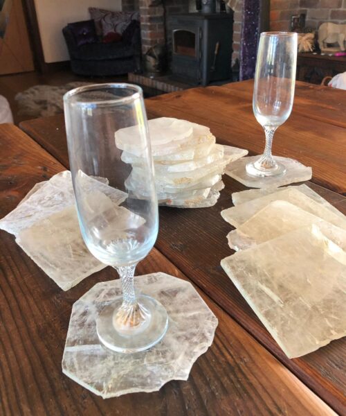 Clear Quartz Premium Coasters Natural Shape Natural Edge (set of 4) - Image 3
