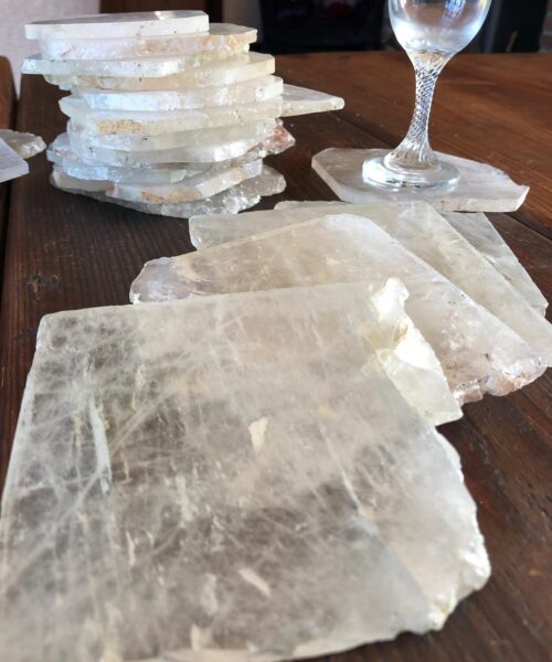 Clear Quartz Premium Coasters Natural Shape Natural Edge (set of 4)