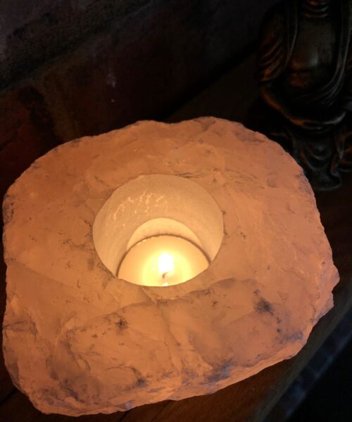 Very Large Rose Quartz Premium Ice Quartz Crystal Candle Tealight Holders - Image 10