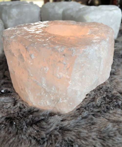 Very Large Snow White Premium Ice Quartz Crystal Candle Tealight Holders - Image 11