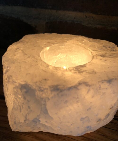 Very Large Snow White Premium Ice Quartz Crystal Candle Tealight Holders - Image 16
