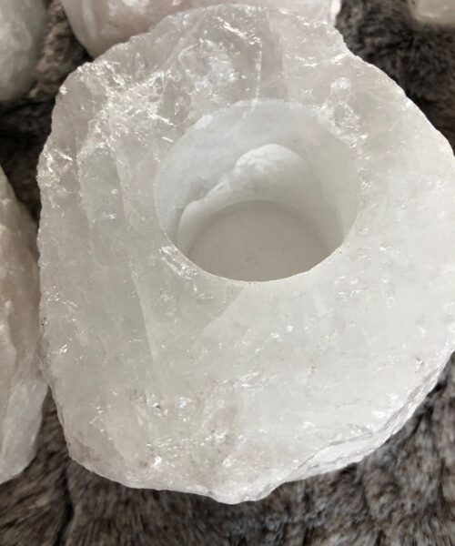 Very Large Snow White Premium Ice Quartz Crystal Candle Tealight Holders - Image 3