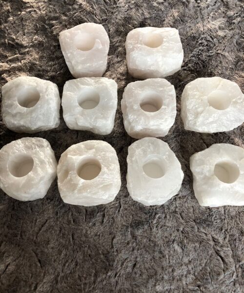 Very Large Snow White Premium Ice Quartz Crystal Candle Tealight Holders - Image 20