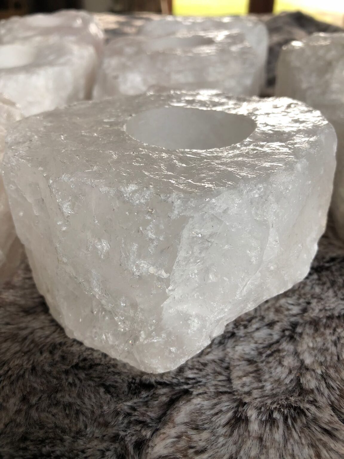 Snow White Premium Ice Quartz Crystal Candle Tealight Holders.