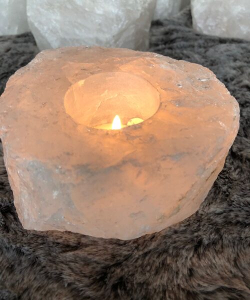 Very Large Snow White Premium Ice Quartz Crystal Candle Tealight Holders - Image 8