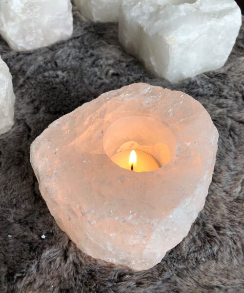 Very Large Snow White Premium Ice Quartz Crystal Candle Tealight Holders - Image 9