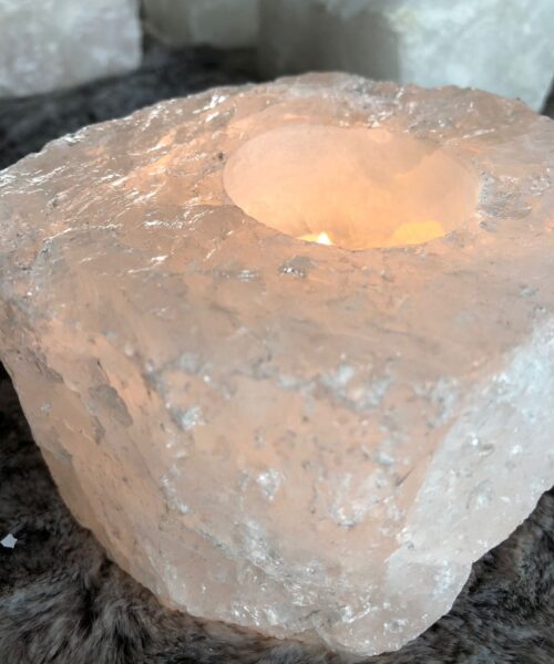 Very Large Snow White Premium Ice Quartz Crystal Candle Tealight Holders - Image 10