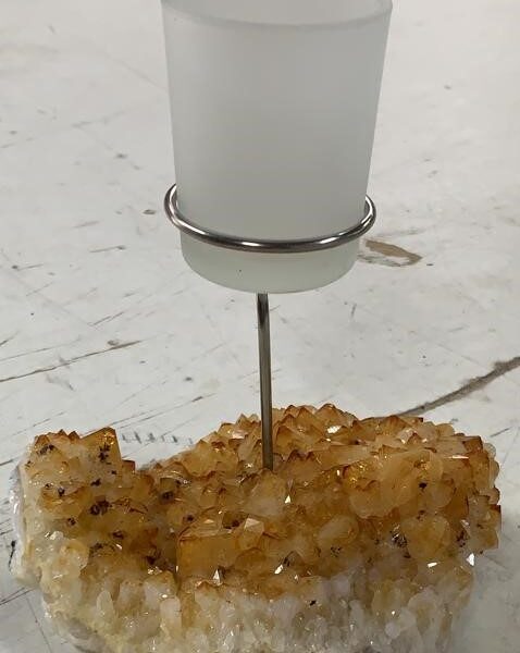Premium A Grade Citrine Cluster Druzy Candle / 1 Cup Tealight Holders - 750g - W10xH17cm - Image 3