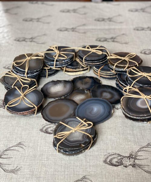 Dark Grey Agate Microcrystalline Quartz Premium Coasters (set of 4) Gift - Image 8