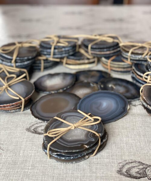 Dark Grey Agate Microcrystalline Quartz Premium Coasters (set of 4) Gift - Image 7