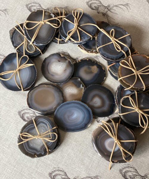 Dark Grey Agate Microcrystalline Quartz Premium Coasters (set of 4) Gift - Image 6