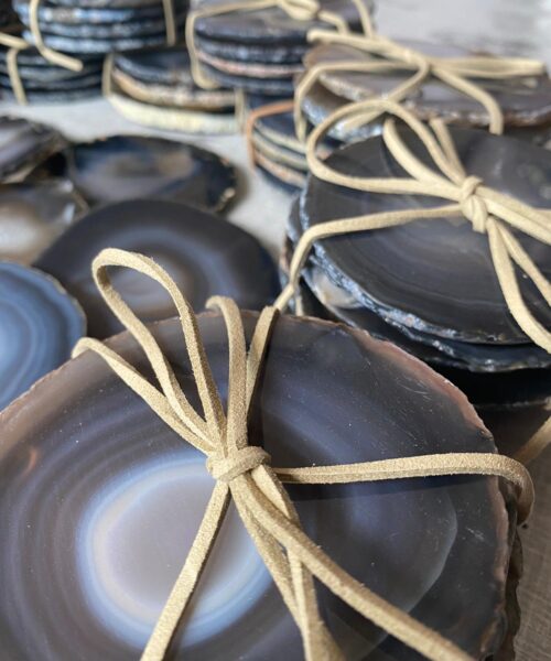 Dark Grey Agate Microcrystalline Quartz Premium Coasters (set of 4) Gift - Image 5