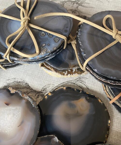 Dark Grey Agate Microcrystalline Quartz Premium Coasters (set of 4) Gift - Image 2
