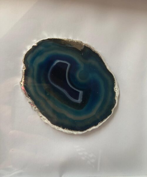 Handmade Unique Exclusive Blue Silver Agate Slice Art Picture White Frame 2 - Image 6