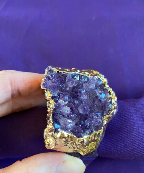 Amethyst - 24ct Gold Gilded Quartz Unique Napkin Rings W7xW5.5xH7cm - Image 9