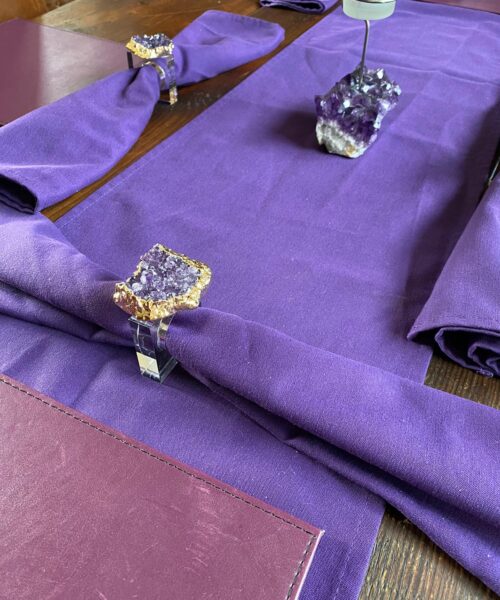 Amethyst - 24ct Gold Gilded Quartz Unique Napkin Rings W7xW5.5xH7cm - Image 11