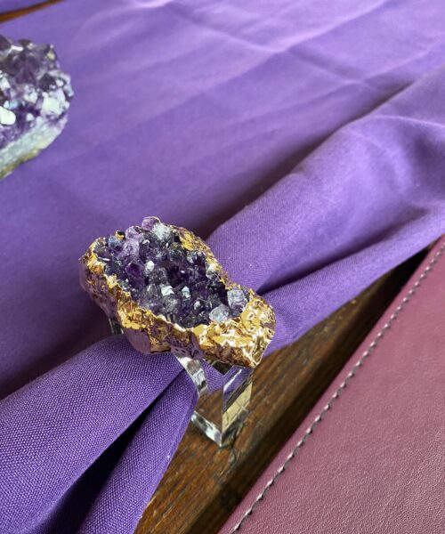 Amethyst - 24ct Gold Gilded Quartz Unique Napkin Rings W7xW5.5xH7cm - Image 13