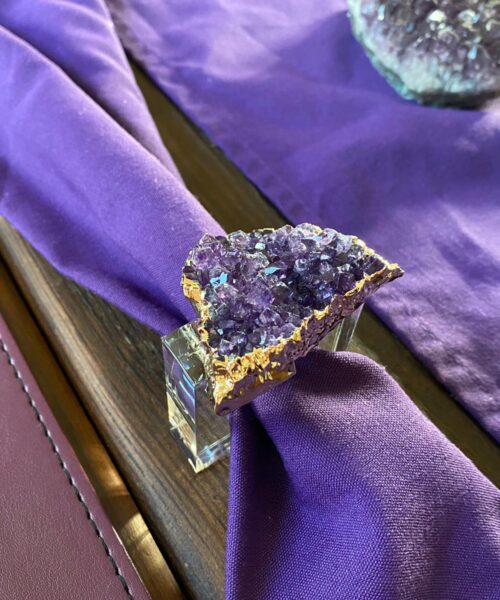 Amethyst - 24ct Gold Gilded Quartz Unique Napkin Rings W7xW5.5xH7cm - Image 16