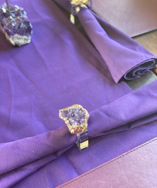 Amethyst - 24ct Gold Gilded Quartz Unique Napkin Rings W7xW5.5xH7cm - Image 18