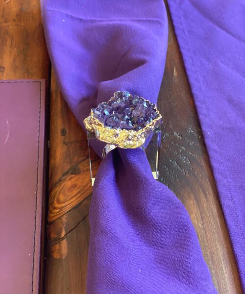 Amethyst - 24ct Gold Gilded Quartz Unique Napkin Rings W7xW5.5xH7cm - Image 20