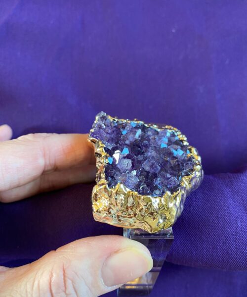 Amethyst - 24ct Gold Gilded Quartz Unique Napkin Rings W7xW5.5xH7cm - Image 8