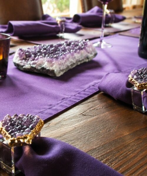 Amethyst - 24ct Gold Gilded Quartz Unique Napkin Rings W7xW5.5xH7cm - Image 24