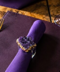Amethyst - 24ct Gold Gilded Quartz Unique Napkin Rings W7xW5.5xH7cm