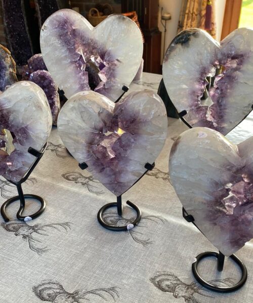 Amethyst Hearts on Base