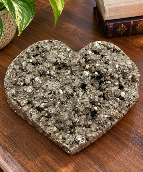 HUGE Pyrite Heart 3, Premium Grade, High Quality, Sparkle, Crystal, Gemstone 2.235kg – H12xW14xD6.5cm