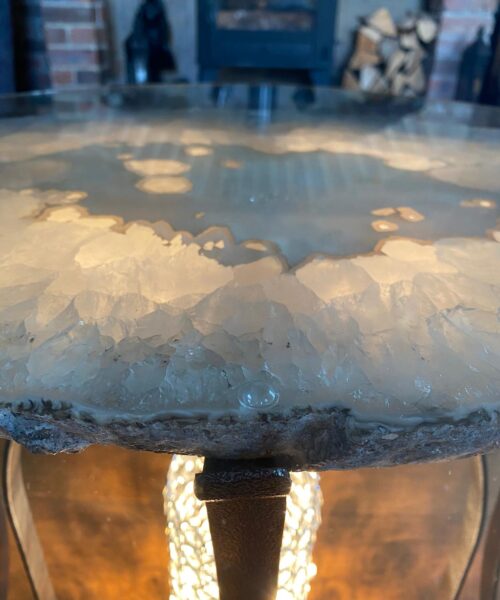 Premium Agate Geode Table 2 – 15kg - (Glass 60cm) L53xW38cm Druzy Cluster Grey White Crystal Quartz - Image 17