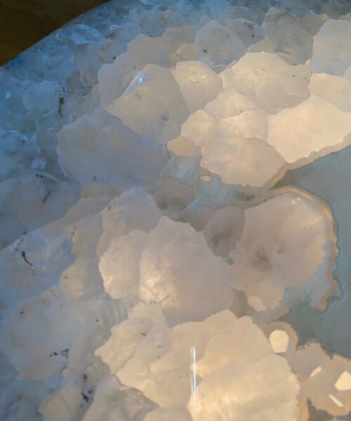 Premium Agate Geode Table 2 – 15kg - (Glass 60cm) L53xW38cm Druzy Cluster Grey White Crystal Quartz - Image 19