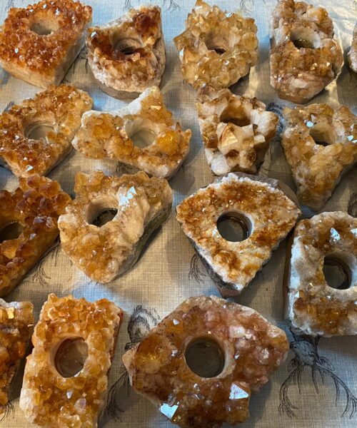 Very Large Premium A Grade Citrine Cluster Druzy Candle / Tealight Holders