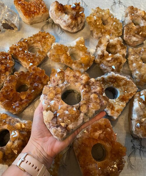 Very Large Premium A Grade Citrine Cluster Druzy Candle / Tealight Holders - Image 10