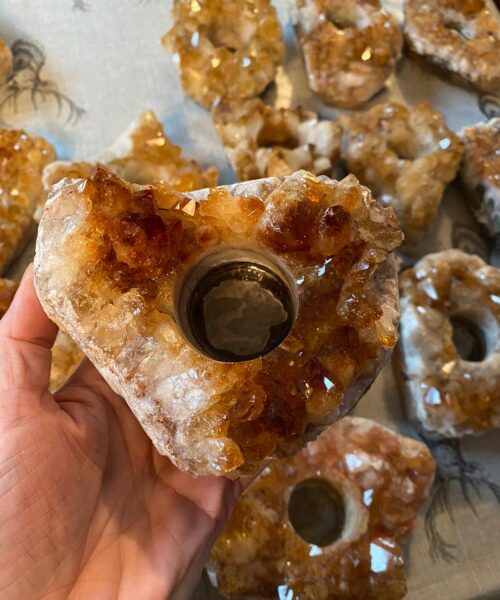 Very Large Premium A Grade Citrine Cluster Druzy Candle / Tealight Holders - Image 3