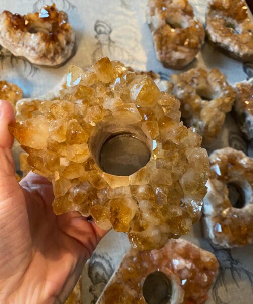 Very Large Premium A Grade Citrine Cluster Druzy Candle / Tealight Holders - Image 4