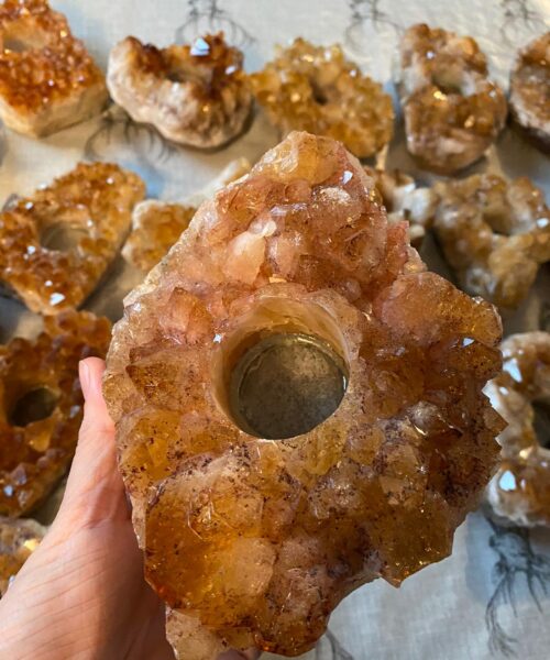 Very Large Premium A Grade Citrine Cluster Druzy Candle / Tealight Holders - Image 5
